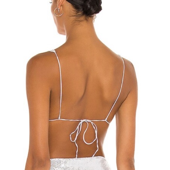 Oseree Disco 90’s Bikini Top Only in Silver Revolve - Picture 3 of 8